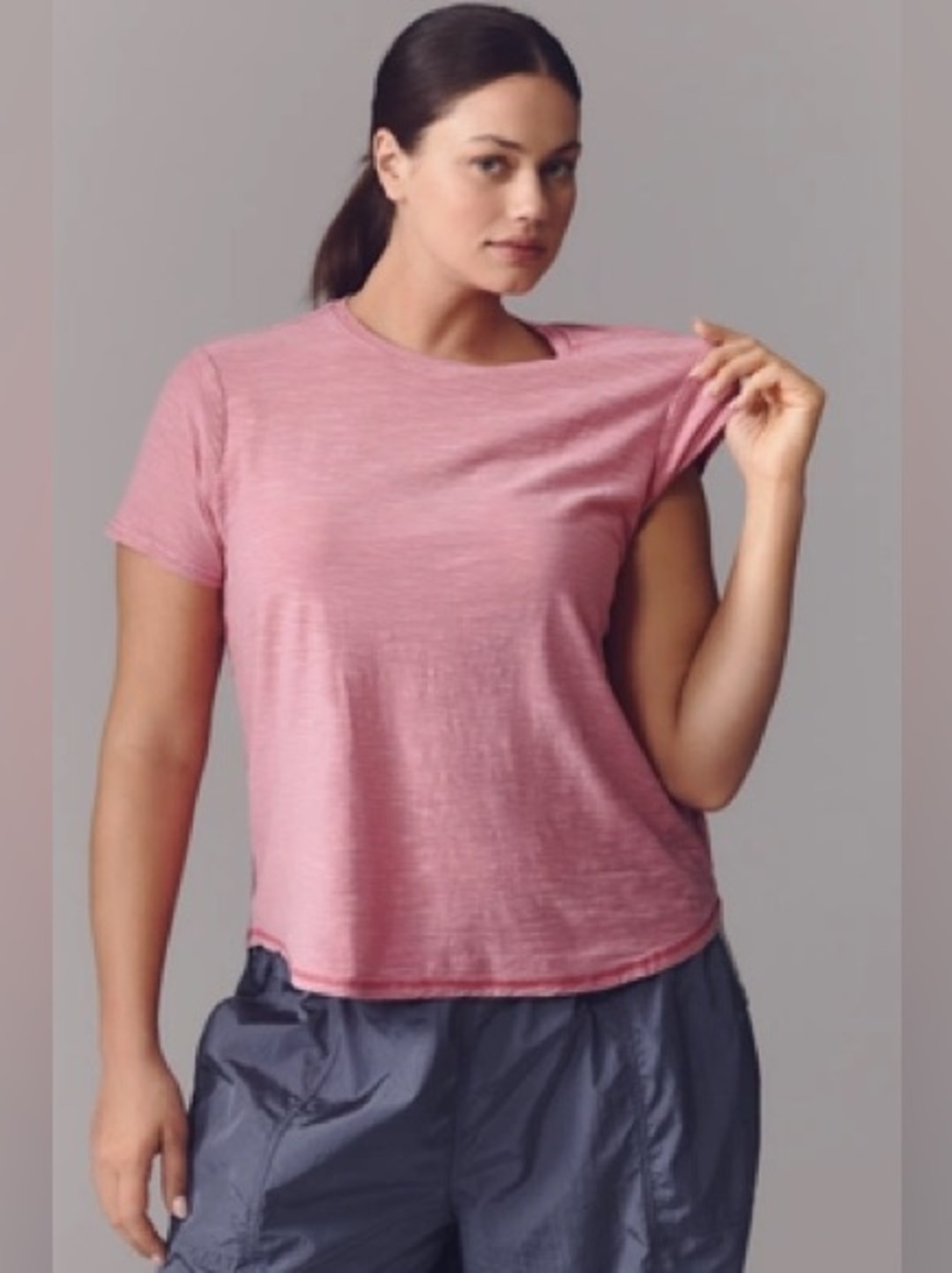 Anthropologie THE BENNIE COTTON SLUB CREW-NECK SLIM TEE BY PILCRO xl like new